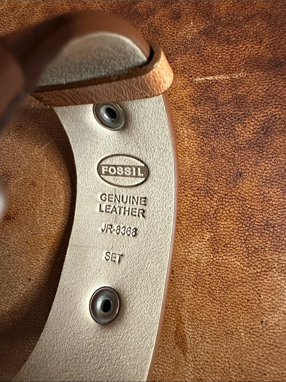 Fossil Women’s Tooled Tan Brown Leather Wide Cuff Watch Strap
